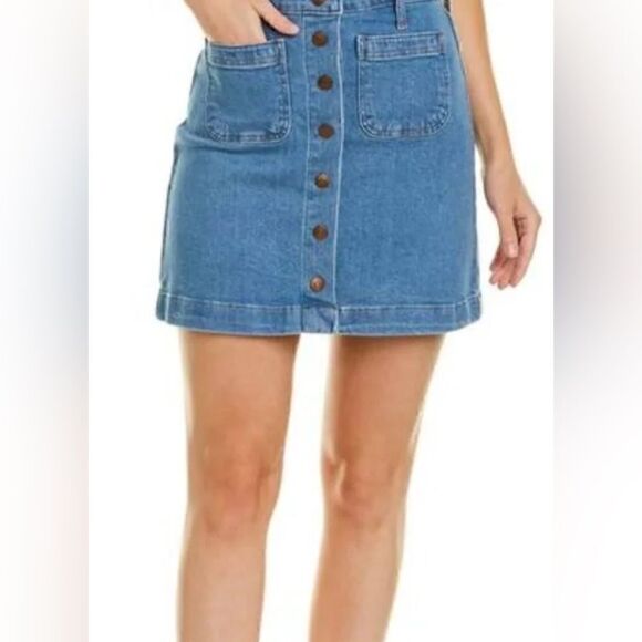 Madewell Dresses & Skirts - 7. Madewell Womens Cotton Blend Denim McCaren Skirt Exposed Button Snap. 26 NWT